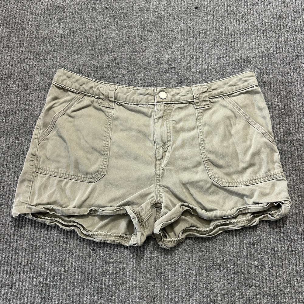 Seven7 Womens Utility Shorts Size 12 Green Mid Rise Casual‎ Pockets